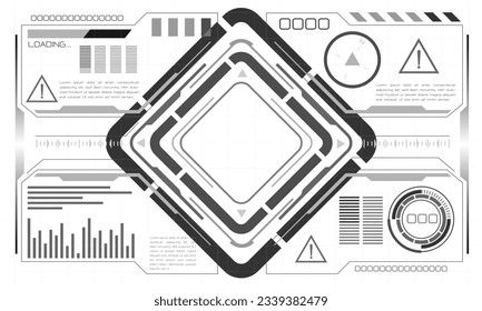 HUD sci-fi interface screen monochrome view design virtual reality futuristic technology display vector	illustration. 