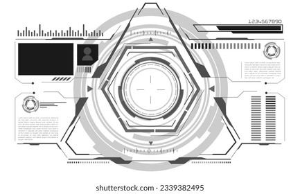 HUD sci-fi interface screen monochrome view design virtual reality futuristic technology display vector	illustration.