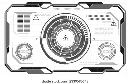 HUD sci-fi interface screen monochrome view design virtual reality futuristic technology display vector	illustration. 