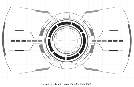 HUD sci-fi interface screen monochrome view design virtual reality futuristic technology display vector illustration. 