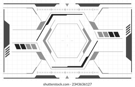 HUD sci-fi interface screen monochrome view design virtual reality futuristic technology display vector illustration. 