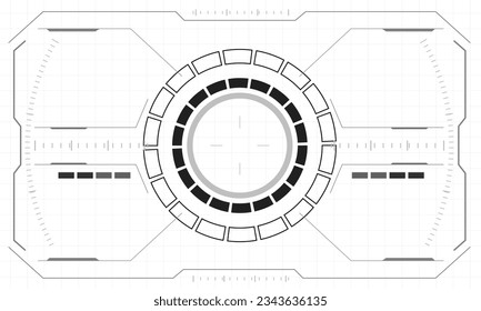 HUD sci-fi interface screen monochrome view design virtual reality futuristic technology display vector illustration. 