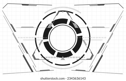 HUD sci-fi interface screen monochrome view design virtual reality futuristic technology display vector illustration. 