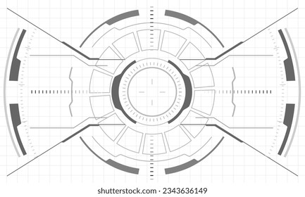 HUD sci-fi interface screen monochrome view design virtual reality futuristic technology display vector illustration. 
