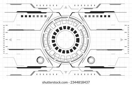 HUD sci-fi interface screen monochrome view design virtual reality futuristic technology display vector illustration.