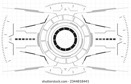 HUD interfaz de ciencia-ficción pantalla monocroma vista diseño realidad virtual tecnología futurista pantalla de ilustración vectorial.