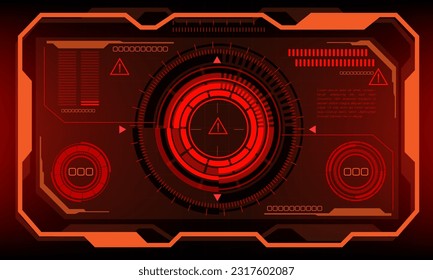 HUD interfaz de ciencia-ficción pantalla de alerta de peligro rojo diseño realidad virtual tecnología futurista pantalla de ilustración vectorial. 