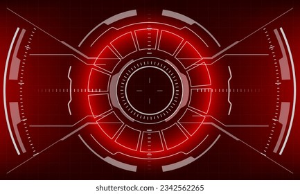 HUD sci-fi interface screen red danger view design virtual reality futuristic technology display vector illustration.
