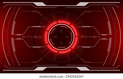HUD sci-fi interface screen red danger view design virtual reality futuristic technology display vector illustration.
