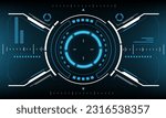 HUD sci-fi interface screen view design virtual reality futuristic technology display vector illustration. 