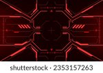 HUD sci-fi interface screen view red danger geometric design virtual reality futuristic technology creative display vector illustration.