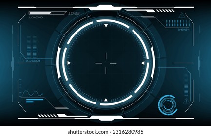 HUD sci-fi interface screen view design virtual reality futuristic technology display vector illustration. 