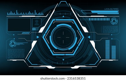 HUD sci-fi interface screen view design virtual reality futuristic technology display vector illustration. 