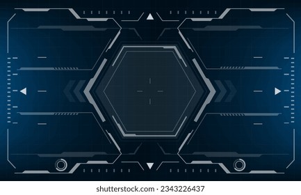 HUD sci-fi interface screen view blue design virtual reality futuristic technology display vector illustration.