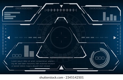 HUD sci-fi interface screen view blue design virtual reality futuristic technology display vector illustration.
