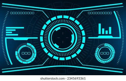 HUD sci-fi interface screen view blue design virtual reality futuristic technology display vector illustration.
