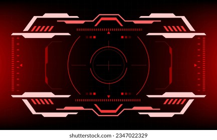 HUD sci-fi interface screen view red design virtual reality futuristic technology display vector illustration.