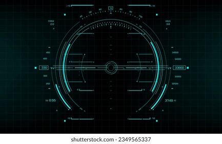 HUD sci-fi interface screen view blue design virtual reality futuristic technology display vector illustration.
