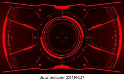 HUD interfaz de ciencia-ficción pantalla de visualización de diseño geométrico rojo realidad virtual tecnología futurista creativa pantalla de ilustración vectorial.