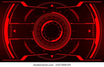 HUD sci-fi interface screen view red danger geometric design virtual reality futuristic technology creative display vector illustration.