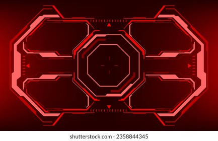 HUD sci-fi interface screen view red geometric design virtual reality futuristic technology creative display vector illustration.