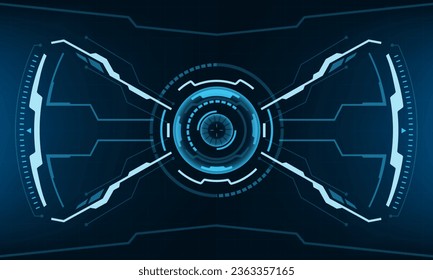 HUD sci-fi interface screen view blue geometric design virtual reality futuristic technology creative display vector illustration.
