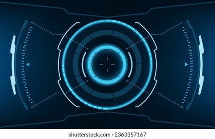 HUD sci-fi interface screen view blue geometric design virtual reality futuristic technology creative display vector illustration.