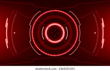 HUD sci-fi interface screen view red geometric design virtual reality futuristic technology creative display vector illustration.