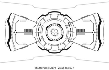 HUD sci-fi interface screen view grey geometric on white design virtual reality futuristic technology creative display vector illustration.