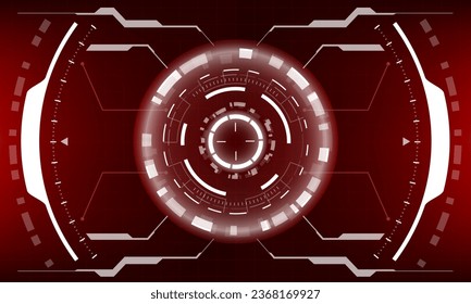 HUD sci-fi interface screen view white geometric on red design virtual reality futuristic technology creative display vector illustration.