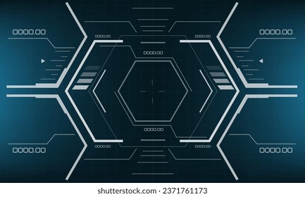 HUD interfaz de ciencia-ficción pantalla vista geométrica blanca sobre el diseño azul realidad virtual tecnología futurista creativa pantalla de ilustración vectorial.