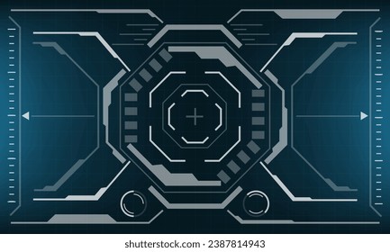 HUD sci-fi interface screen view white octagon geometric on blue design virtual reality futuristic technology creative display vector illustration.	