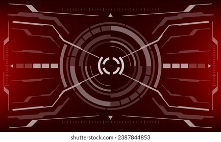 HUD sci-fi interface screen view geometric on red design virtual reality futuristic technology creative display vector	illustration.