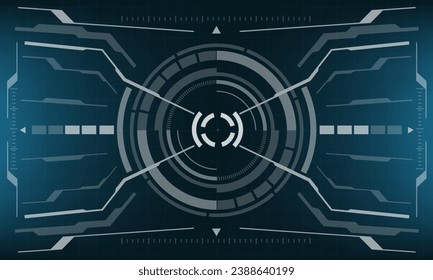 HUD sci-fi-Schnittstellenbildschirm Geometrie auf blauem Design virtuelle Realität futuristische Technologie kreative Anzeige Vektorgrafik	Illustration.