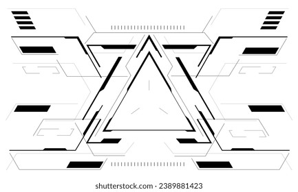 HUD sci-fi-Schnittstellenbildschirm Schwarz auf weißem Design virtuelle Realität futuristische Technologie Display Vektorgrafik.