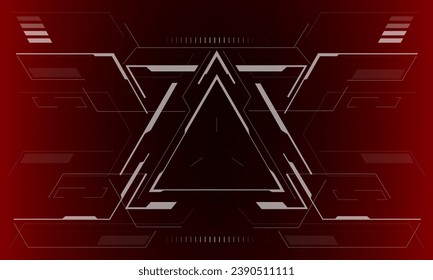 HUD sci-fi interface screen view red design virtual reality futuristic technology display vector illustration.