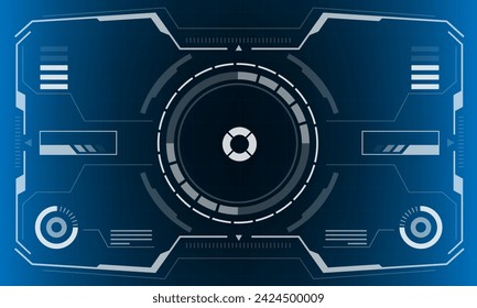 HUD sci-fi interface screen view white hexagon geometric design virtual reality futuristic technology creative display on blue vector	 illustration.