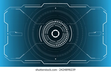 HUD de ciencia ficción de la interfaz de visualización de pantalla de diseño geométrico circular blanco realidad virtual tecnología futurista pantalla creativa en ilustración vectorial azul.