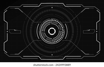 HUD sci-fi interface screen view white circular geometric design virtual reality futuristic technology creative display on red vector illustration.