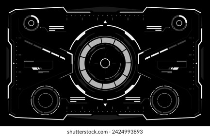 HUD sci-fi interface screen view white hexagon geometric design virtual reality futuristic technology creative display on black vector	 illustration.