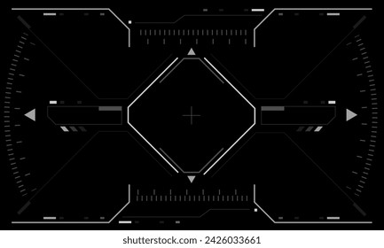 HUD sci-fi interface screen view white geometric design virtual reality futuristic technology creative display on black vector illustration.