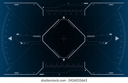 HUD de ciencia ficción interfaz de visualización de pantalla hexágono blanco diseño geométrico realidad virtual tecnología futurista pantalla creativa en vector azul	 ilustración.