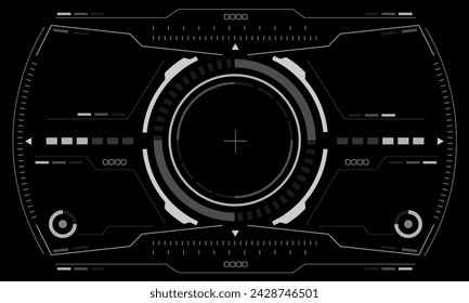 HUD sci-fi interface screen view white hexagon geometric design virtual reality futuristic technology creative display on black vector	 illustration.