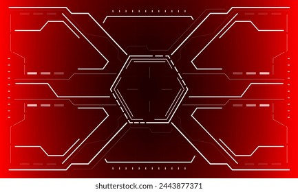 HUD sci-fi interface screen view white hexagon geometric design virtual reality futuristic technology creative display on red vector.
