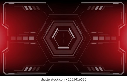 HUD sci-fi interface screen view white circular geometric design virtual futuristic technology creative display on red vector illustration.