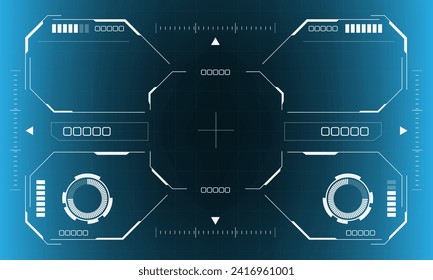 HUD sci-fi octagon interface screen view hexagon geometric design virtual reality futuristic technology creative display on blue vector.