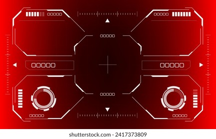 HUD sci-fi octagon interface screen view hexagon geometric design virtual reality futuristic technology creative display on red vector.