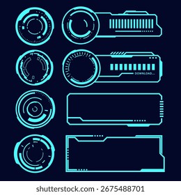 HUD screen futuristic digital interface contol panel blue frame technology.