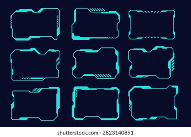 HUD screen futuristic digital interface contol panel blue frame technology.