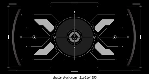 HUD Screen UI System Dashboard Display Panel Vector. Abstract Cockpit, Radar Virtual Cyber Control Display Concept For Game App UI Illustration.